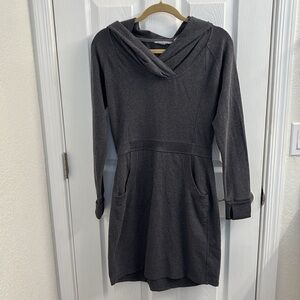 Women's ATHLETA Long Sleeved Hooded Gray Sweatshirt Dress w/Pockets- Size Small